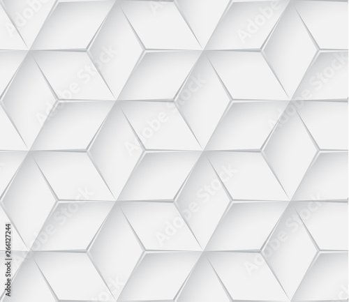 Obraz w ramie Abstract white geometric 3d texture background. Seamless texture. Hexagon pattern.