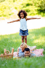 Happy family having fun time on picnic