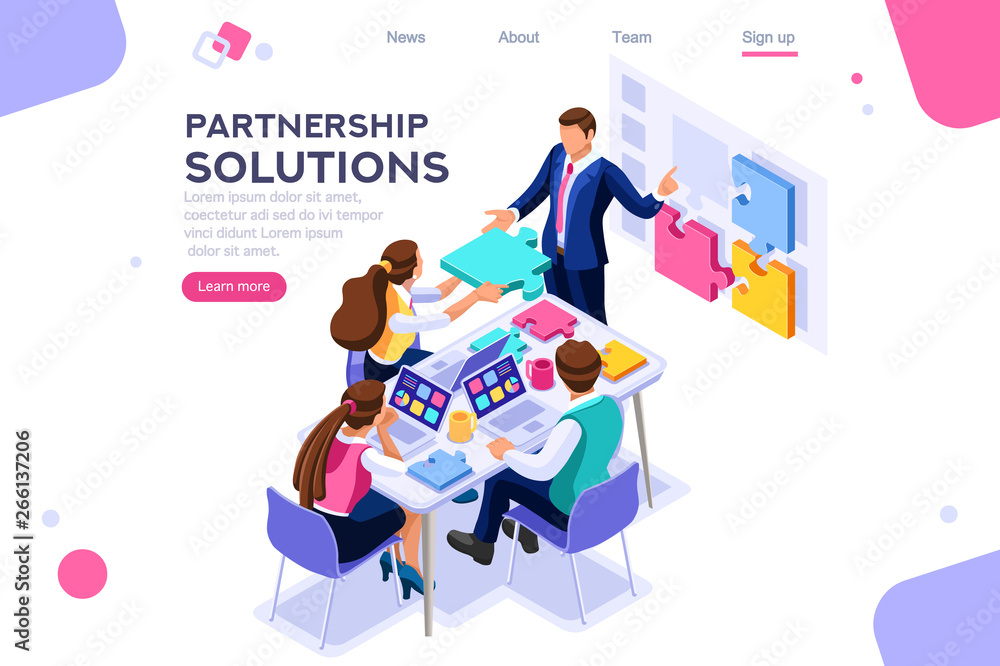 Project pieces, communication, collaboration, partnership solution ...