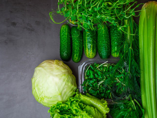 Wall Mural - Fresh green vegetables. Detox, diet or healthy food concept