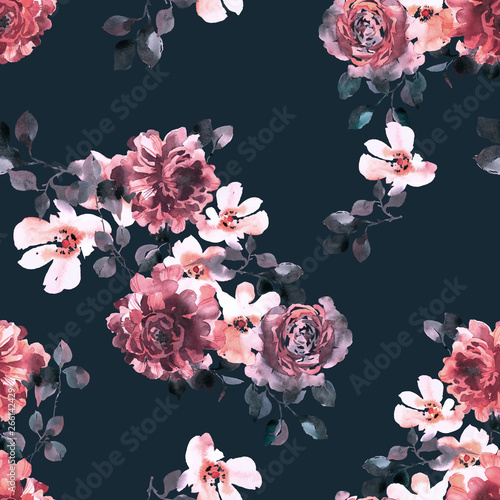 kwiatowy-wzor-roze-kwitna-akwarela-z-lisci-bogaty-ornament-botaniczny-w-stylu-vintage-projektowanie-mody-dla-tkaniny-tkaniny-tek