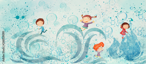 Naklejki do przedszkola water-watercolor-concept-education-background