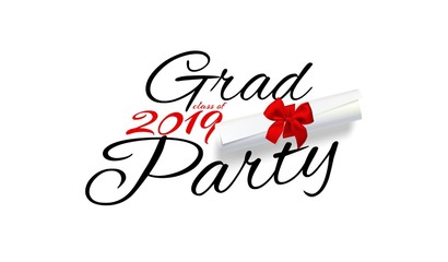 Wall Mural - Grad party. Lettering for graduation class of 2019. Vector text for graduation design, congratulation event, party, greeting, invitation card, high school or college graduate.