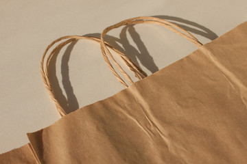 Disposable bags of kraft paper isolated, eco style living, ecological and economical pacaging.