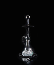 Modern Hookah With Glass Bowl On Black Background