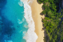 Aerial View At Sea And Beach. Turquoise Water Background From Top View. Summer Seascape From Air. Summer Adventure. Travel - Image