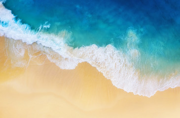 Wall Mural - coast as a background from top view. turquoise water background from top view. summer seascape from 