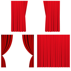 Red stage curtains set