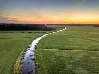 Canvas Print - Aerial view of lowland river