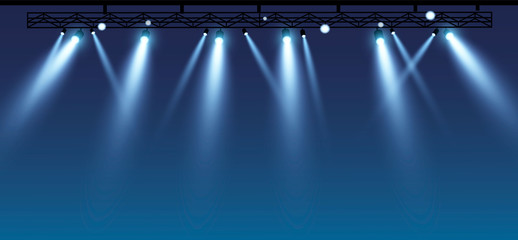 Wall Mural - vector stage with set of blue spotlights. blue stage lights. esp 10