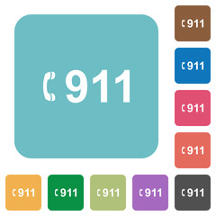 Sticker - Emergency call 911 rounded square flat icons