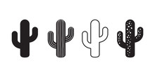 Cactus Icon Vector Logo Symbol Desert Flower Botanica Plant Garden Summer Tropical Illustration Doodle