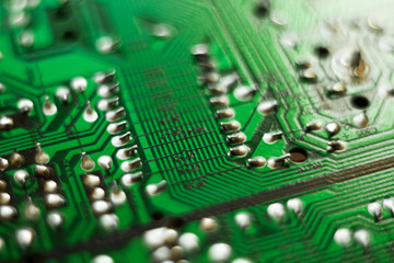 Canvas Print - Macro shot of the back side of a circuit board