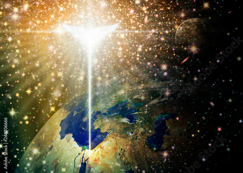 Fotografie, Obraz Angelic Star over Earth Shining On Bethlehem