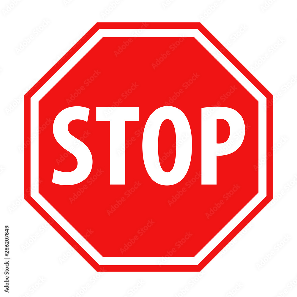Red stop sign icon vector illustration - obrazy, fototapety, plakaty 