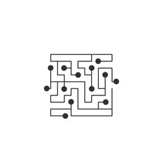 Circuit board icon. abstract square shape IT maze. Technology symbol. Computer software concept. Power elements. Flat design. Vector Illustration.