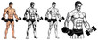 Male Bodybuilder Full Body with Dumbbell_EPS 10 Vector