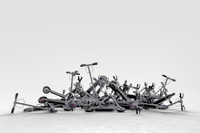Electric Scooter Scrap On A Pile (3d Rendering)