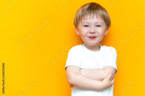 Portrait Of Smiling Happy Child 3 Years Old Mixed Race Half Asian