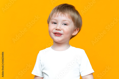 Portrait Of Smiling Happy Child 3 Years Old Mixed Race Half Asian