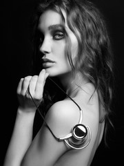 Wall Mural - nude girl with jewelry on her naked back