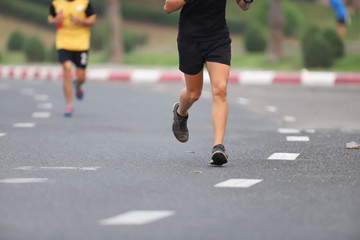 Wall Mural - Group of people running race marathon