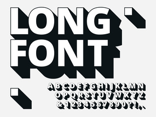 long shadow font. retro boldness 3d alphabet, old bold type and vintage cool typography hipster type