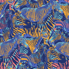 Graphic Seamless Repeated Pattern Of Standing Zebras