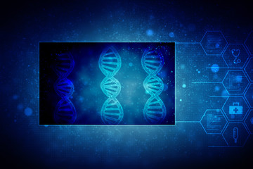 Poster - 2d render of dna structure, abstract background