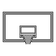 Basketball Backboard Basketball Hoop On Backboard Icon Outline Black Color Vector Illustration Flat Style Image