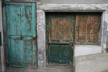 Wall Mural - old wooden door and window