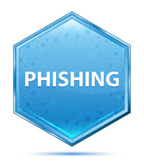 Canvas Print - Phishing crystal blue hexagon button