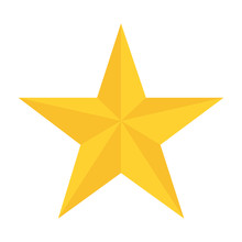 Yellow Star In Flat Style White Background