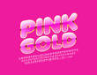 © Popskraft - Vector Pink and Gold Alphabet Letters, Numbers and Symbols. Shiny glamour Font