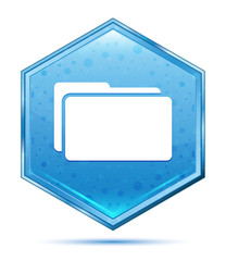 Wall Mural - Folder icon crystal blue hexagon button