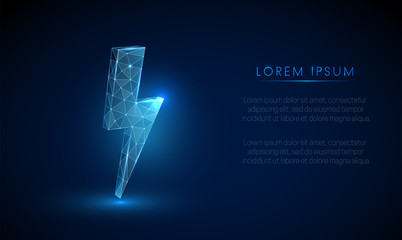 Wall Mural - Abstarct low poly lightning. Vector arrow wireframe