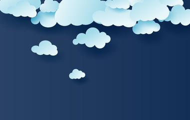 Wall Mural - 3d illustration of light blue sky white clouds pattern vector.creative design simple with cloudscape