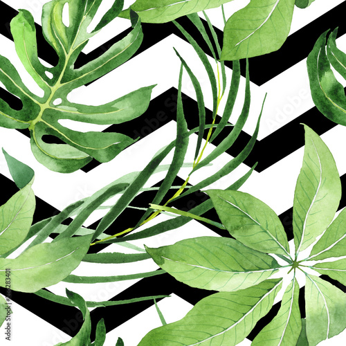 Foto-Plissee zum Schrauben - Exotic tropical hawaiian summer. Watercolor background illustration set. Seamless background pattern. (von LIGHTFIELD STUDIOS)