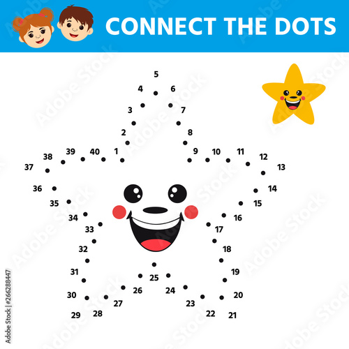 Game for kids. Dot to dot game for children. Cartoon cute star ...