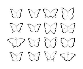 Wall Mural - butterfly black icons. collection black butterflies. isolated black butterflies. butterfly icons