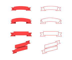 Wall Mural - red ribbons banners in trendy flat and lines design. ribbon banners vector icons