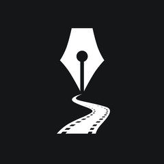 Wall Mural - pen nib writer with film reel ink logo design inspiration