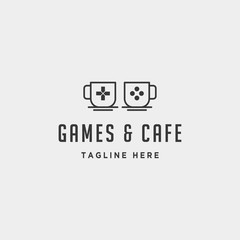 game cafe logo design concept vector illustration icon element