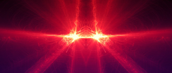 Wall Mural - red circular wave glow. kaleidoscope lighting effect.