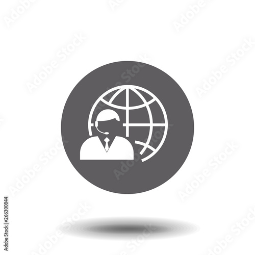 Global Call Center Flat Style Logo Customer Support Help Desk