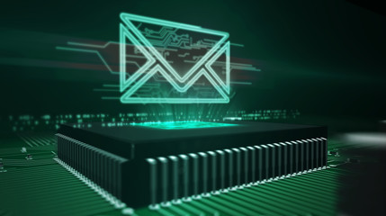 Wall Mural - digital communications concept with envelope 3d illustration