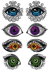 Canvas Print - Eyes symbols , vector mysterious eyes, vector illustration, decorative elements 