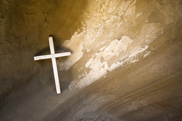 cross in cave at georgian monastery