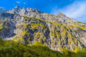 Wall Mural - Valley in Alps mountains near Koenigssee, Konigsee, Berchtesgaden National Park, Bavaria, Germany.