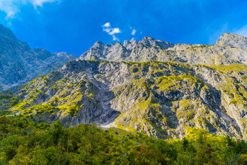 Wall Mural - Valley in Alps mountains near Koenigssee, Konigsee, Berchtesgaden National Park, Bavaria, Germany.